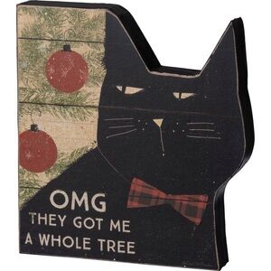 Primitives by Kathy They Got Me A Whole Tree Chunky Cat Sitter